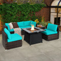 7 Pieces Patio Furniture Set with 35 Inches 50000 BTU Propane Gas Fire Pit Table and Waterproof Cover