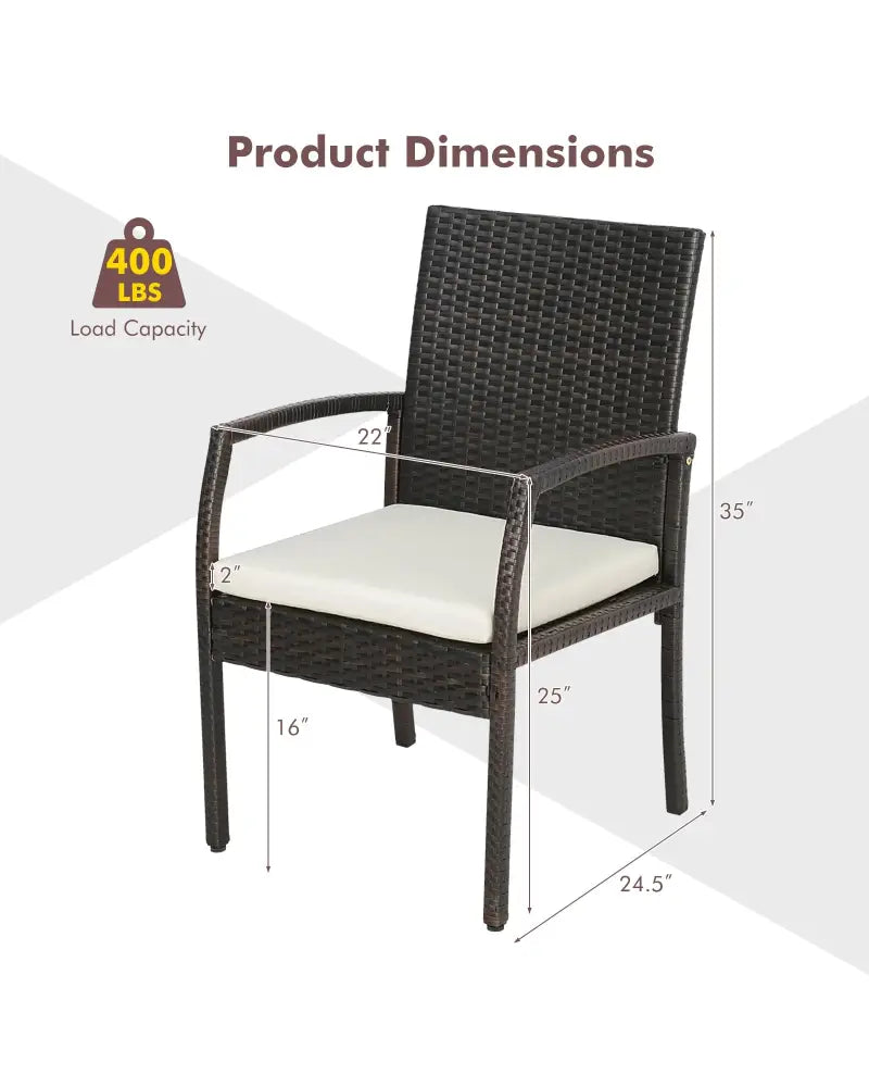 7 Pieces Patio Rattan Dining Set with Umbrella Hole-L-shaped Handrail - Patio Dining Sets