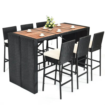 7 Pieces Patio Rattan Wicker Dining Furniture Set - Patio Bar Furniture