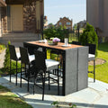 7 Pieces Patio Rattan Wicker Dining Furniture Set - Patio Bar Furniture
