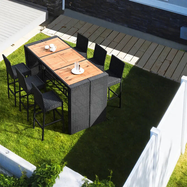 7 Pieces Patio Rattan Wicker Dining Furniture Set - Patio Bar Furniture