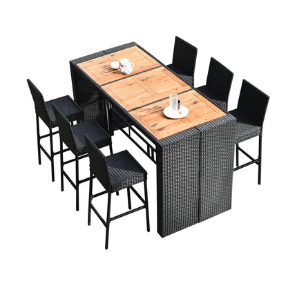 7 Pieces Patio Rattan Wicker Dining Furniture Set - Patio Bar Furniture