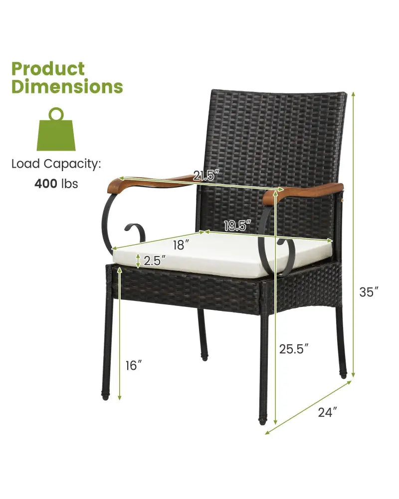 7 Pieces Patio Wicker Dining Set with Detachable Cushion and Umbrella Hole - Natural - Patio Dining Sets