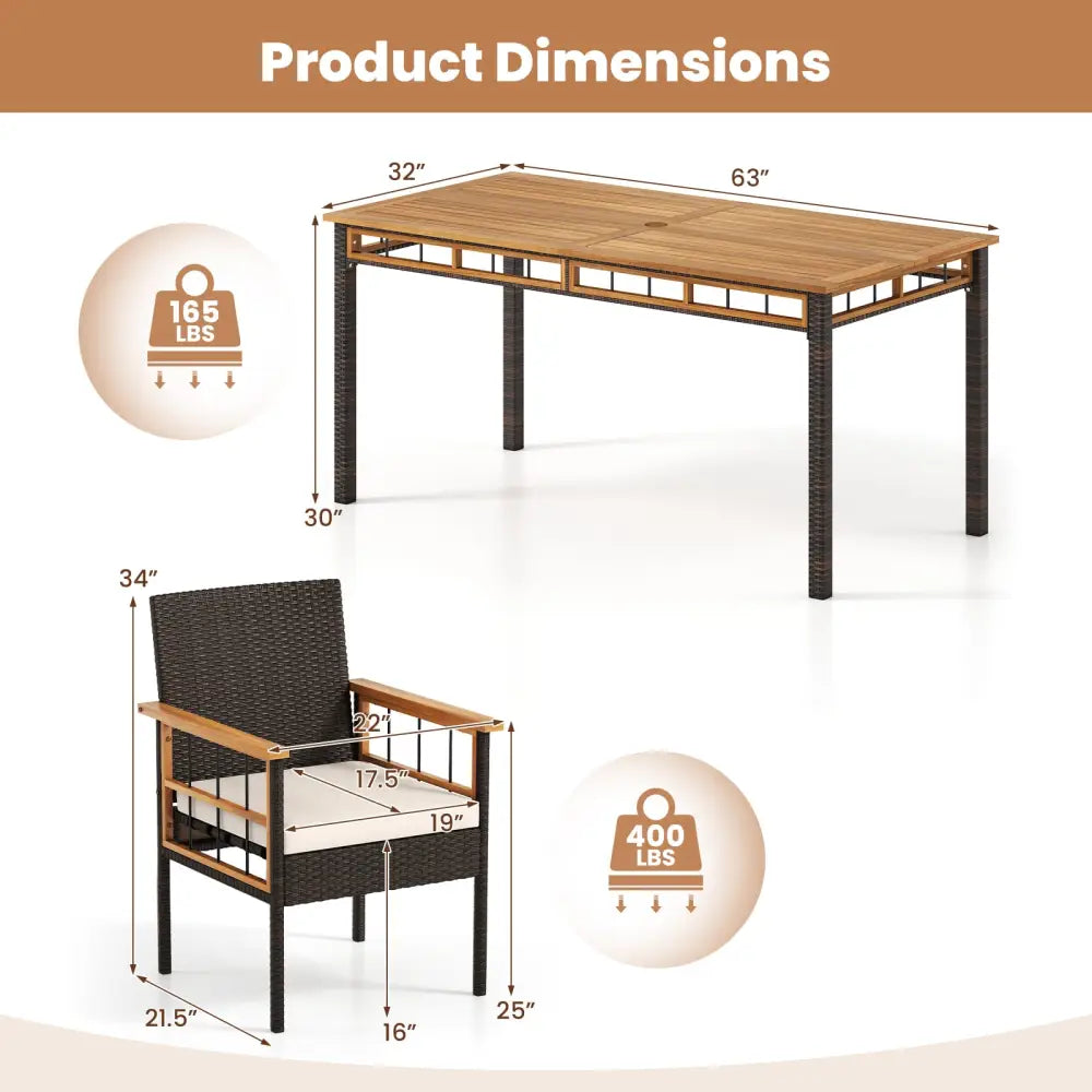 7 Pieces PE Wicker Patio Dining Set for Garden and Backyard - Patio Dining Sets