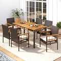 7 Pieces PE Wicker Patio Dining Set for Garden and Backyard - Patio Dining Sets