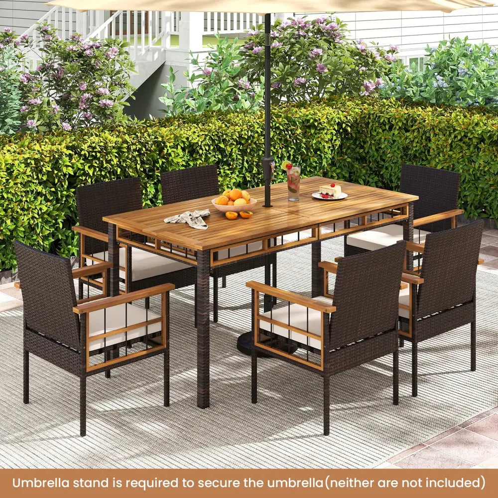 7 Pieces PE Wicker Patio Dining Set for Garden and Backyard - Patio Dining Sets