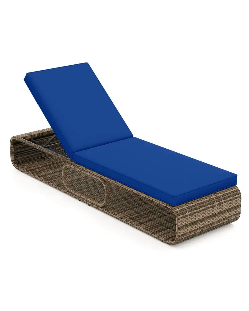 7-Position Adjustable PE Rattan Outdoor Chaise Lounge Chair-Navy - Navy - Outdoor Chaise Lounges