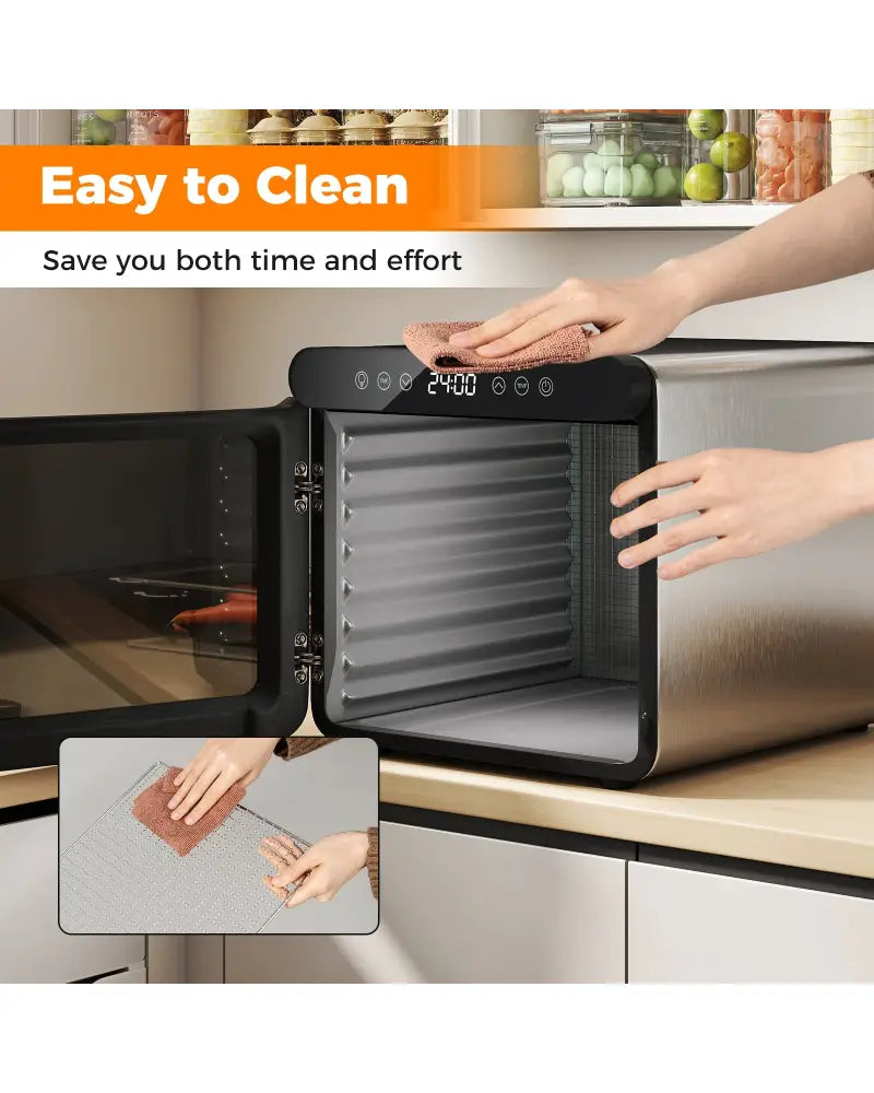7 Stainless Steel Trays Dryer with 1-24H Timer and 30-75„ƒ Temperature-Silver - Silver - Toaster Ovens