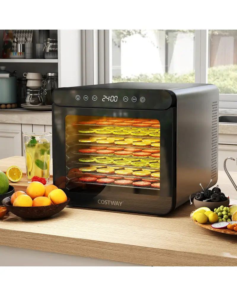 7 Stainless Steel Trays Dryer with 1-24H Timer and 30-75„ƒ Temperature-Silver - Silver - Toaster Ovens