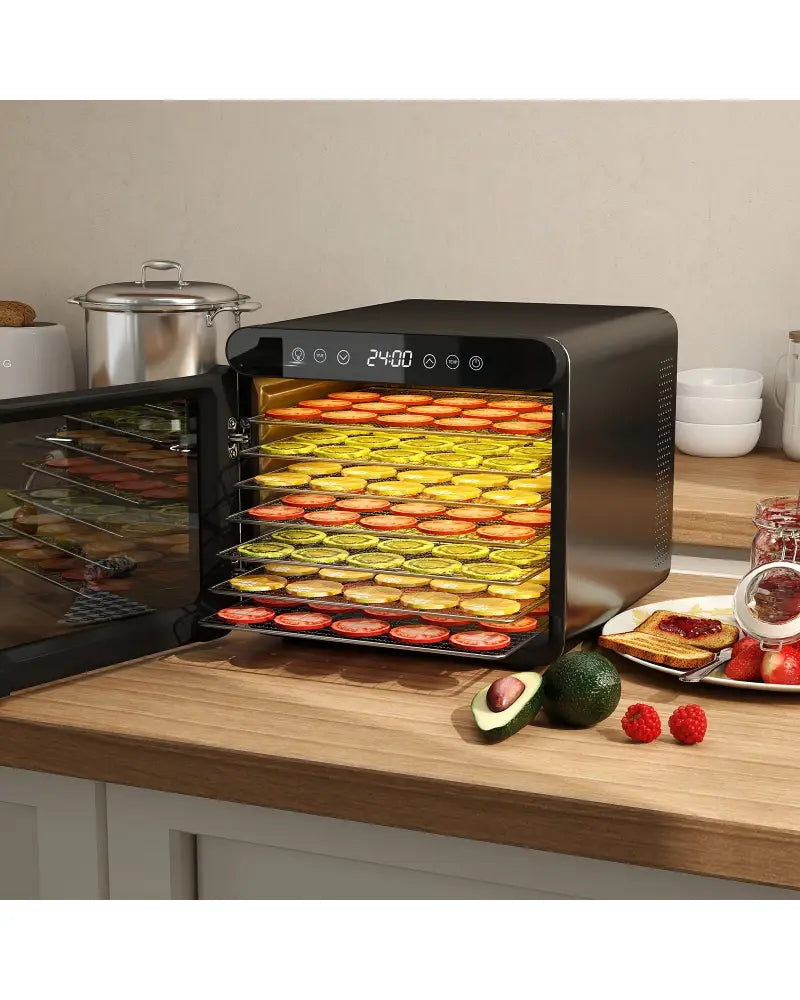 7 Stainless Steel Trays Dryer with 1-24H Timer and 30-75„ƒ Temperature-Silver - Silver - Toaster Ovens