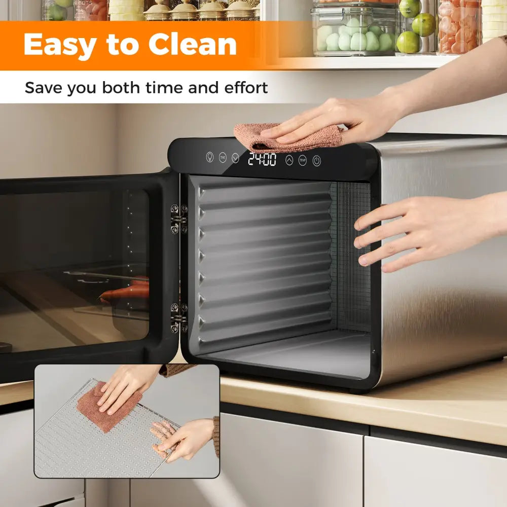 7 Stainless Steel Trays Dryer with 1-24H Timer and 30-75„ƒ Temperature-Silver - Silver - Toaster Ovens
