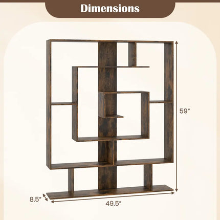 7-Tier Bookshelf Open Display Shelf Rack for Home Office-Rustic Brown - Rustic Brown - Bookcases