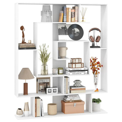 7-Tier Bookshelf Open Display Shelf Rack for Home Office-White - White - Bookcases
