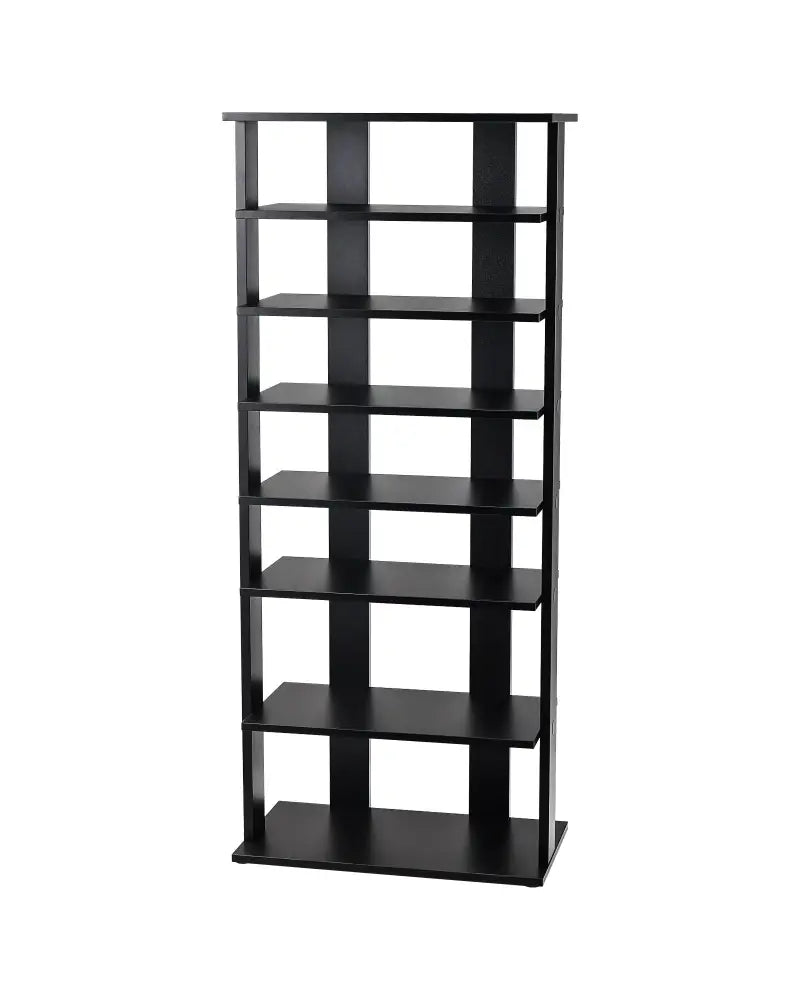 7-Tier Dual Shoe Rack Free Standing Shelves Storage Shelves Concise-Black - Black - Shoe Racks & Storage Benches