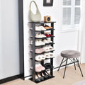 7-Tier Dual Shoe Rack Free Standing Shelves Storage Shelves Concise-Black - Black - Shoe Racks & Storage Benches