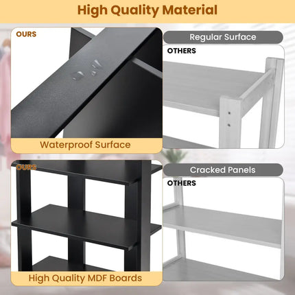 7-Tier Dual Shoe Rack Free Standing Shelves Storage Shelves Concise-Black - Black - Shoe Racks & Storage Benches