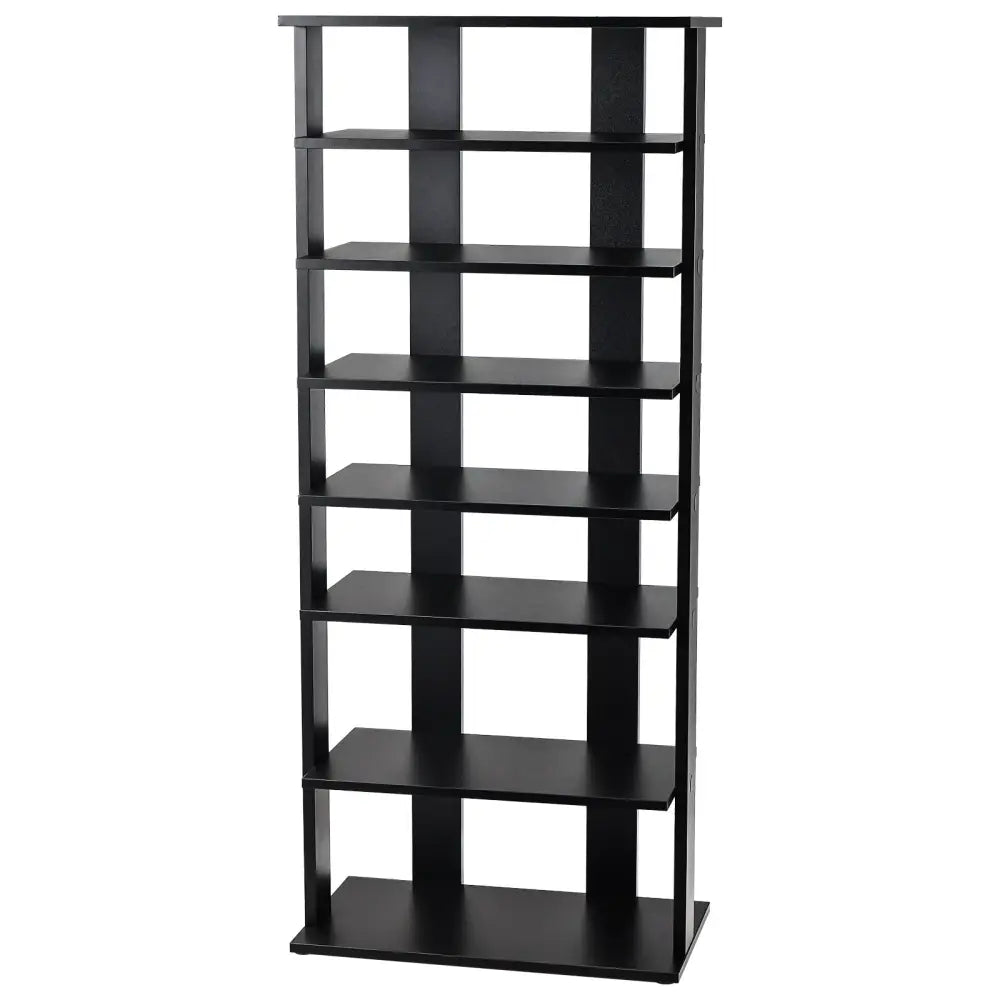 7-Tier Dual Shoe Rack Free Standing Shelves Storage Shelves Concise-Black - Black - Shoe Racks & Storage Benches