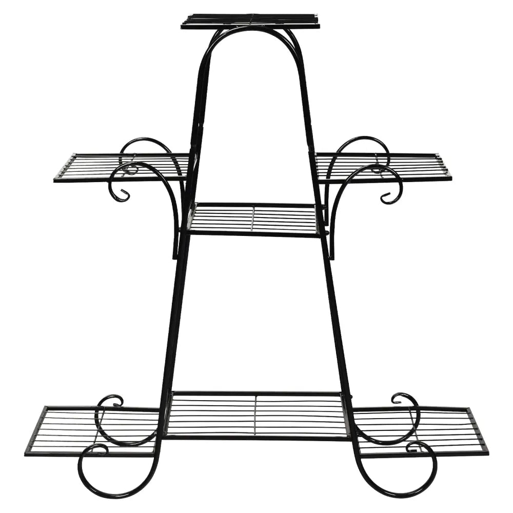 7 Tier Metal Patio Plant Stand - Black - Plant Stands