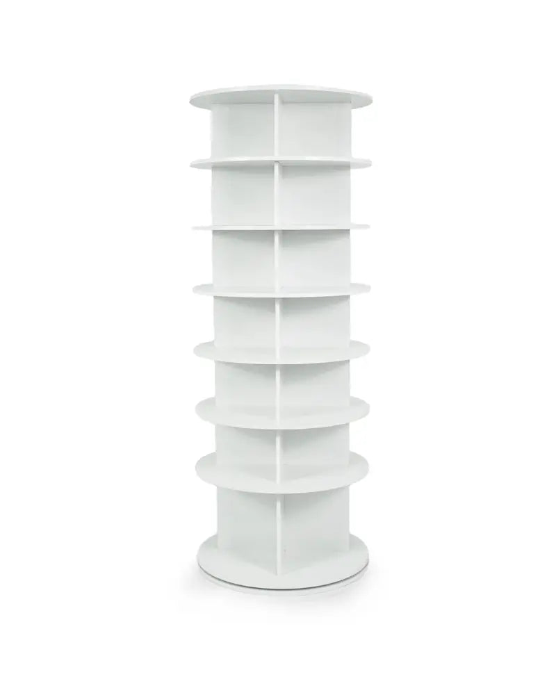 7-Tier Rotating Shoe Rack Tower Freestanding Spinning Shoe Organizer-White - White - Shoe Racks & Storage Benches