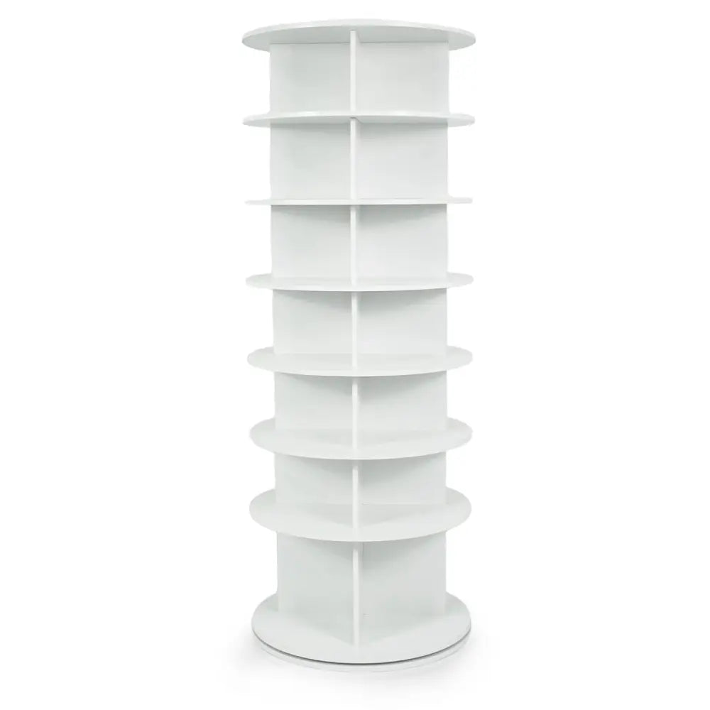 7-Tier Rotating Shoe Rack Tower Freestanding Spinning Shoe Organizer-White - White - Shoe Racks & Storage Benches