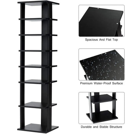 7-Tier Shoe Rack Practical Free Standing Shelves Storage Shelves-Black - Black - Shoe Racks & Storage Benches