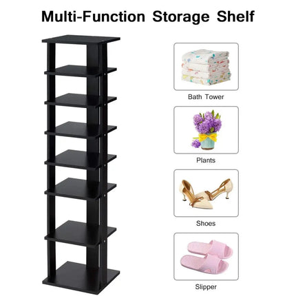 7-Tier Shoe Rack Practical Free Standing Shelves Storage Shelves-Black - Black - Shoe Racks & Storage Benches
