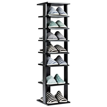 7-Tier Shoe Rack Practical Free Standing Shelves Storage Shelves-Black - Black - Shoe Racks & Storage Benches