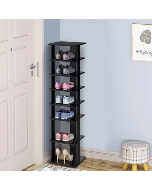 7-Tier Shoe Rack Practical Free Standing Shelves Storage Shelves-Black - Black - Shoe Racks & Storage Benches