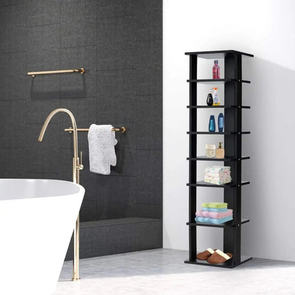 7-Tier Shoe Rack Practical Free Standing Shelves Storage Shelves-Black - Black - Shoe Racks & Storage Benches