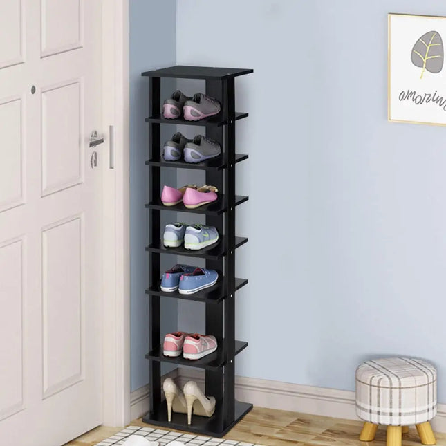 7-Tier Shoe Rack Practical Free Standing Shelves Storage Shelves-Black - Black - Shoe Racks & Storage Benches