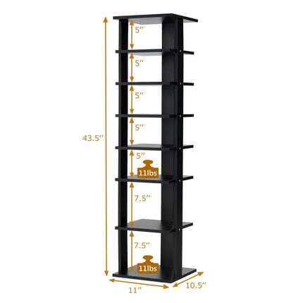 7-Tier Shoe Rack Practical Free Standing Shelves Storage Shelves-Black - Black - Shoe Racks & Storage Benches