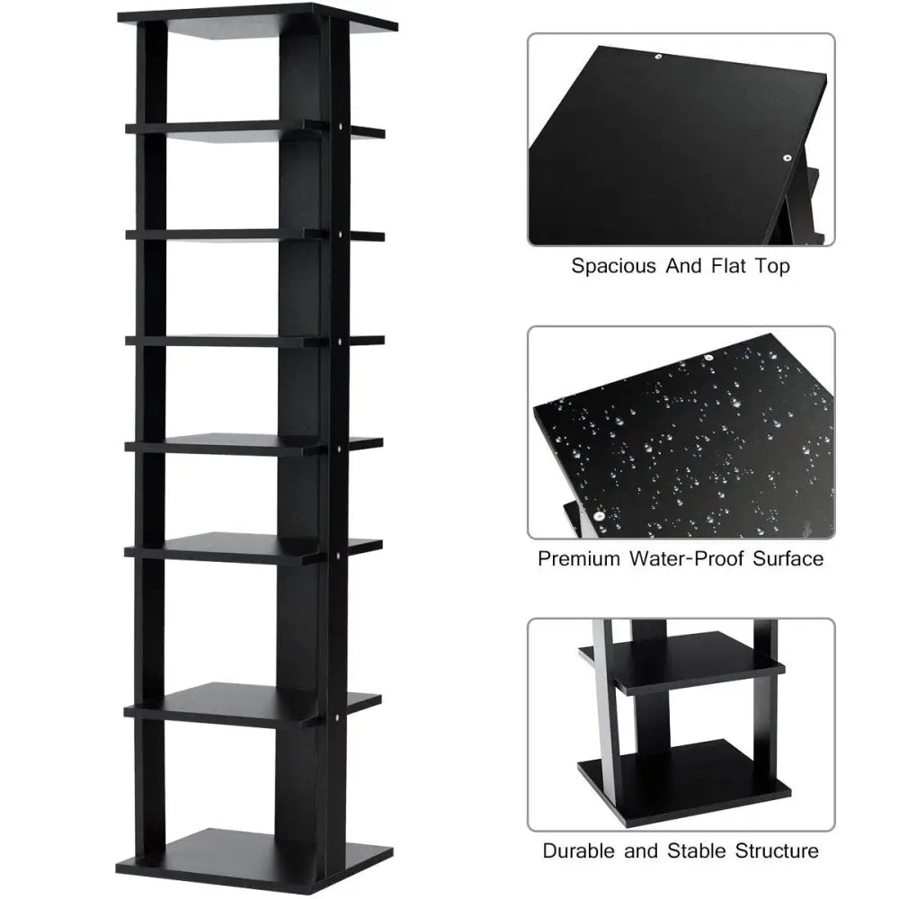 7-Tier Shoe Rack Practical Free Standing Shelves Storage Shelves-Black - Black - Shoe Racks & Storage Benches