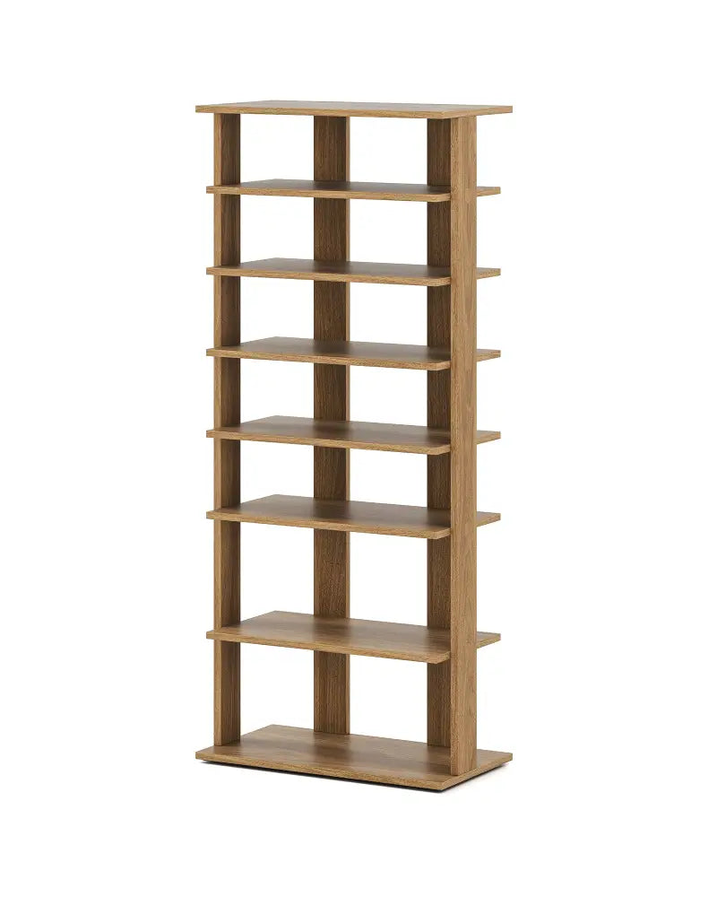 7 Tiers Patented Vertical Shoe Rack for Front Door-Natural - Natural - Shoe Racks & Storage Benches