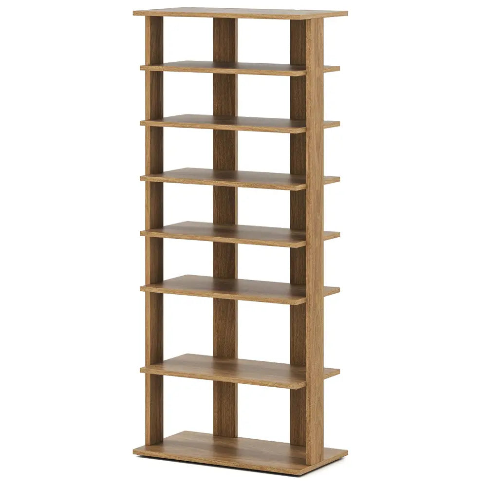 7 Tiers Patented Vertical Shoe Rack for Front Door-Natural - Natural - Shoe Racks & Storage Benches