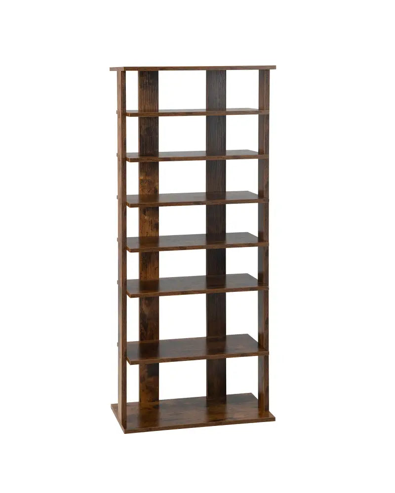 7 Tiers Vertical Shoe Rack for Front Door-Rustic Brown - Rustic Brown - Shoe Racks & Storage Benches