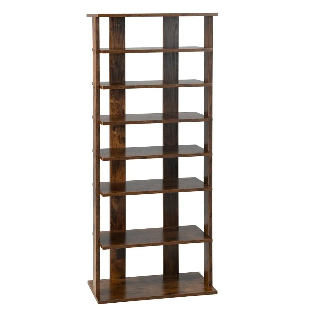 7 Tiers Vertical Shoe Rack for Front Door-Rustic Brown - Rustic Brown - Shoe Racks & Storage Benches
