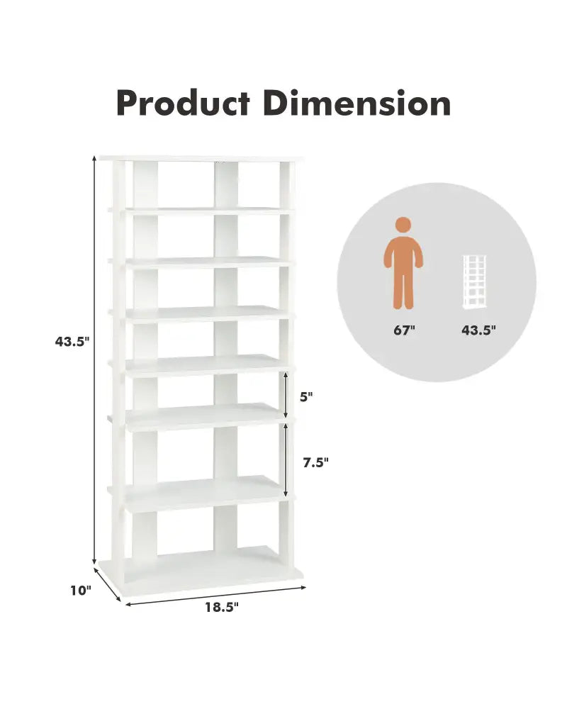7 Tiers Vertical Shoe Rack for Front Door-White - White - Shoe Racks & Storage Benches