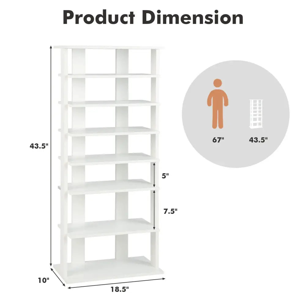 7 Tiers Vertical Shoe Rack for Front Door-White - White - Shoe Racks & Storage Benches