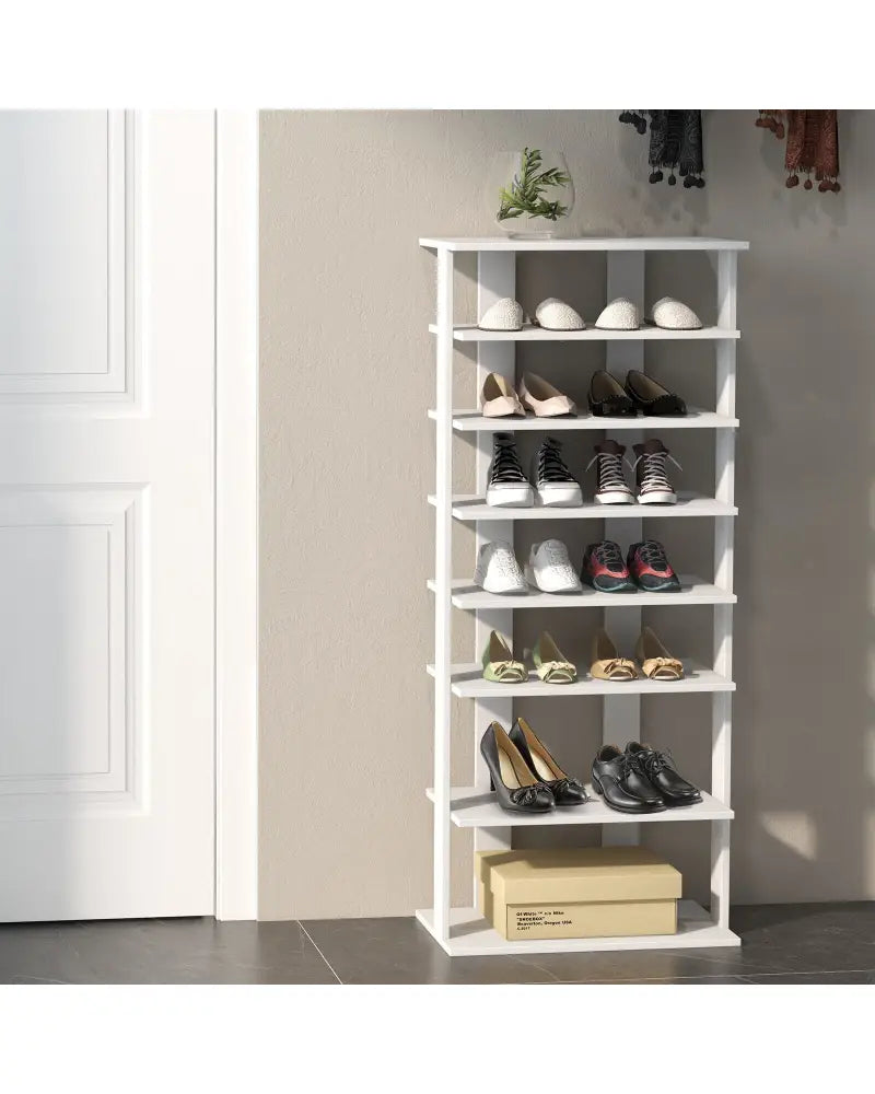 7 Tiers Vertical Shoe Rack for Front Door-White - White - Shoe Racks & Storage Benches