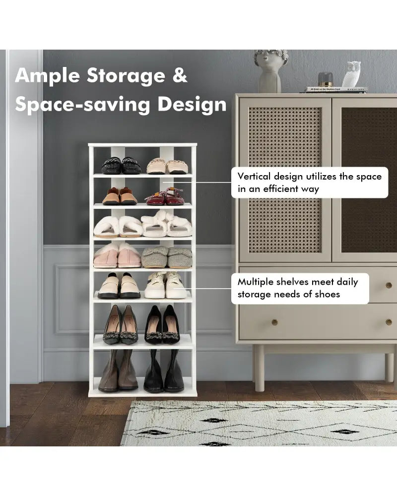 7 Tiers Vertical Shoe Rack for Front Door-White - White - Shoe Racks & Storage Benches