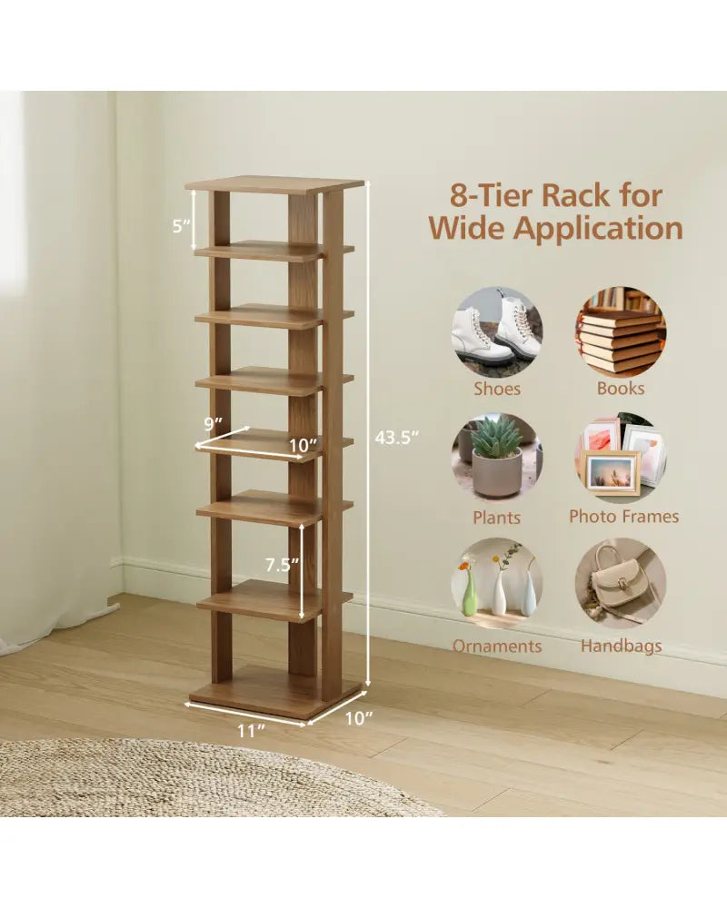 7-Tiers Vertical Wooden Space Saving Shoe Rack for Front Door-Natural - Natural - Shoe Racks & Storage Benches