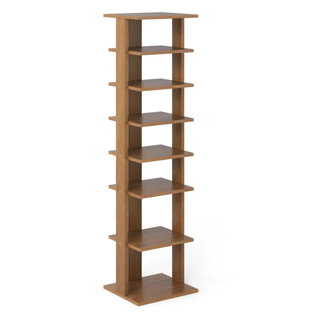 7-Tiers Vertical Wooden Space Saving Shoe Rack for Front Door-Natural - Natural - Shoe Racks & Storage Benches