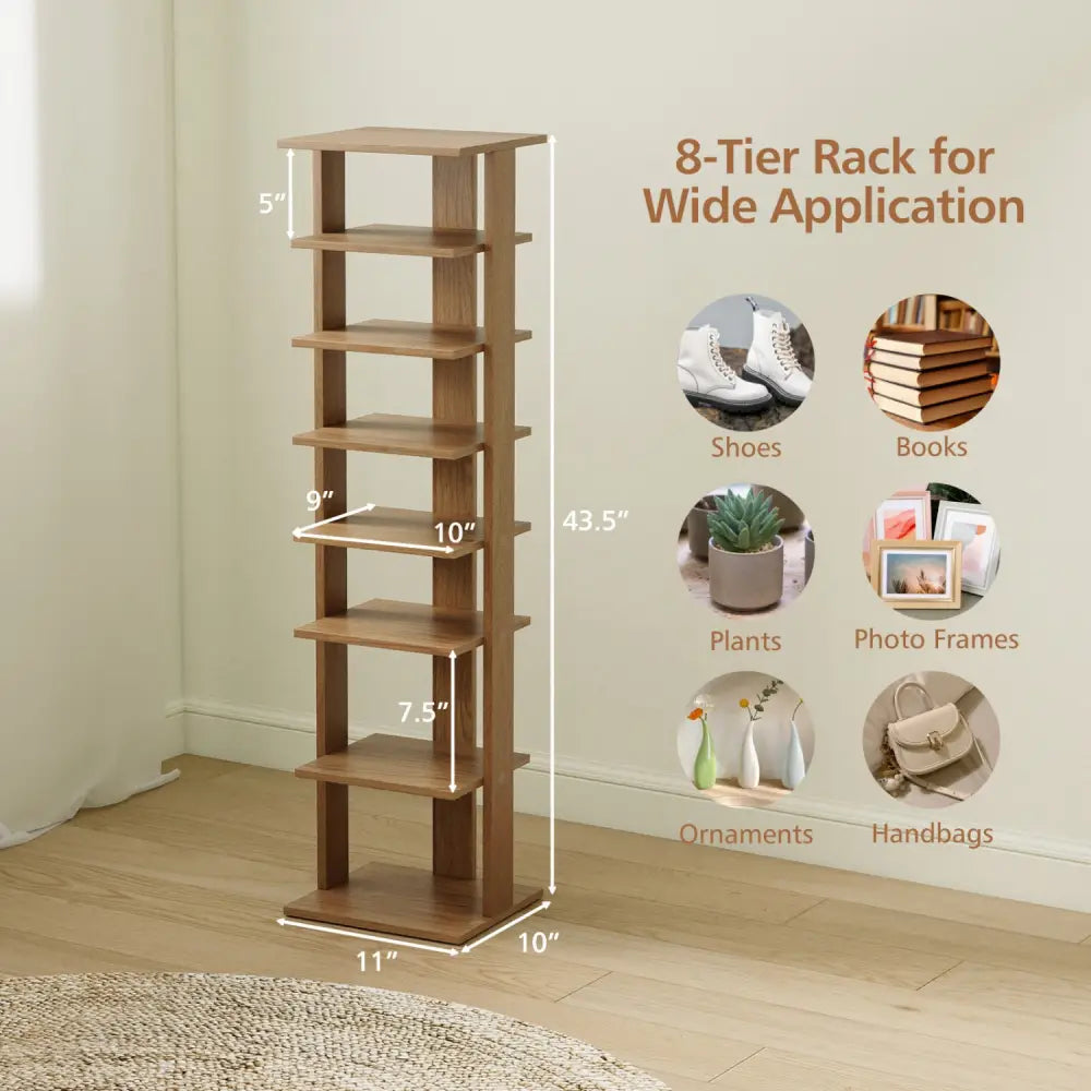 7-Tiers Vertical Wooden Space Saving Shoe Rack for Front Door-Natural - Natural - Shoe Racks & Storage Benches