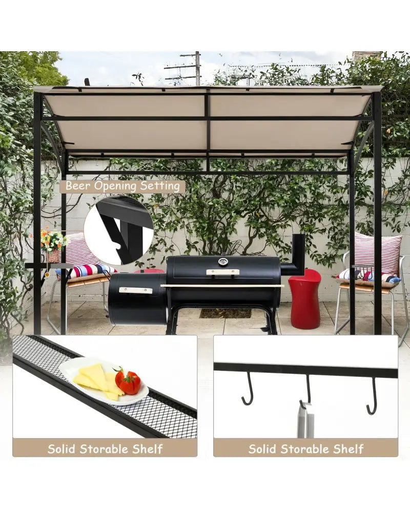 7 x 4.5 Feet Grill Gazebo Outdoor Patio Garden BBQ Canopy Shelter-Beige - Beige - Gazebos