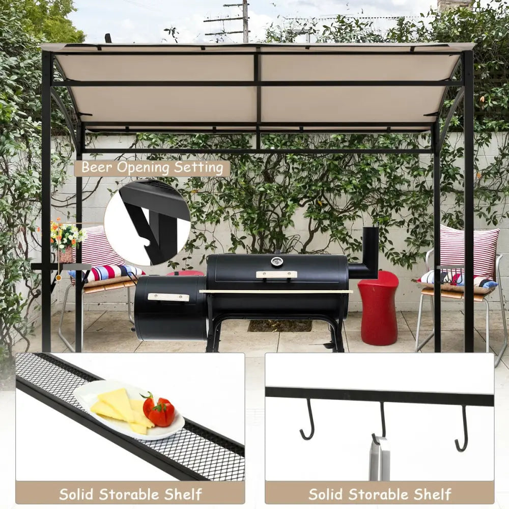 7 x 4.5 Feet Grill Gazebo Outdoor Patio Garden BBQ Canopy Shelter-Beige - Beige - Gazebos