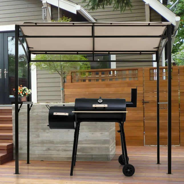 7 x 4.5 Feet Grill Gazebo Outdoor Patio Garden BBQ Canopy Shelter-Beige - Beige - Gazebos