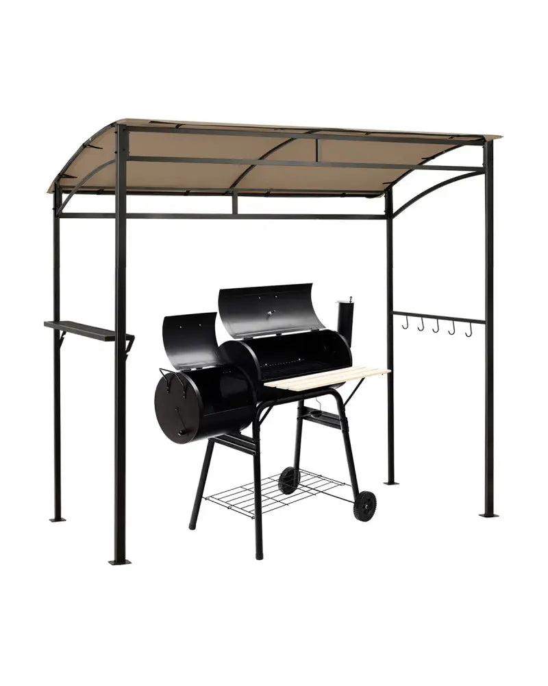 7 x 4.5 Feet Grill Gazebo Outdoor Patio Garden BBQ Canopy Shelter-Brown - Brown - Gazebos