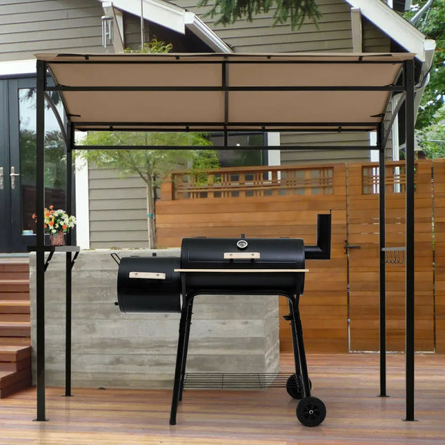 7 x 4.5 Feet Grill Gazebo Outdoor Patio Garden BBQ Canopy Shelter-Brown - Brown - Gazebos
