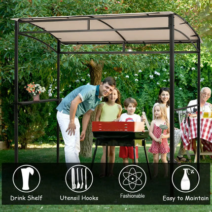 7 x 4.5 Feet Grill Gazebo Outdoor Patio Garden BBQ Canopy Shelter-Beige - Beige - Gazebos