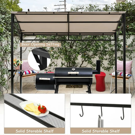 7 x 4.5 Feet Grill Gazebo Outdoor Patio Garden BBQ Canopy Shelter-Beige - Beige - Gazebos